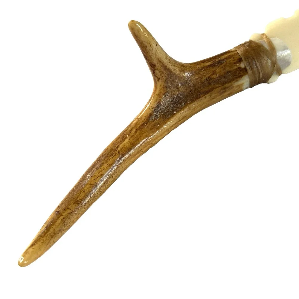 Handmade Antler Handle Notched Bone Blade 7.5